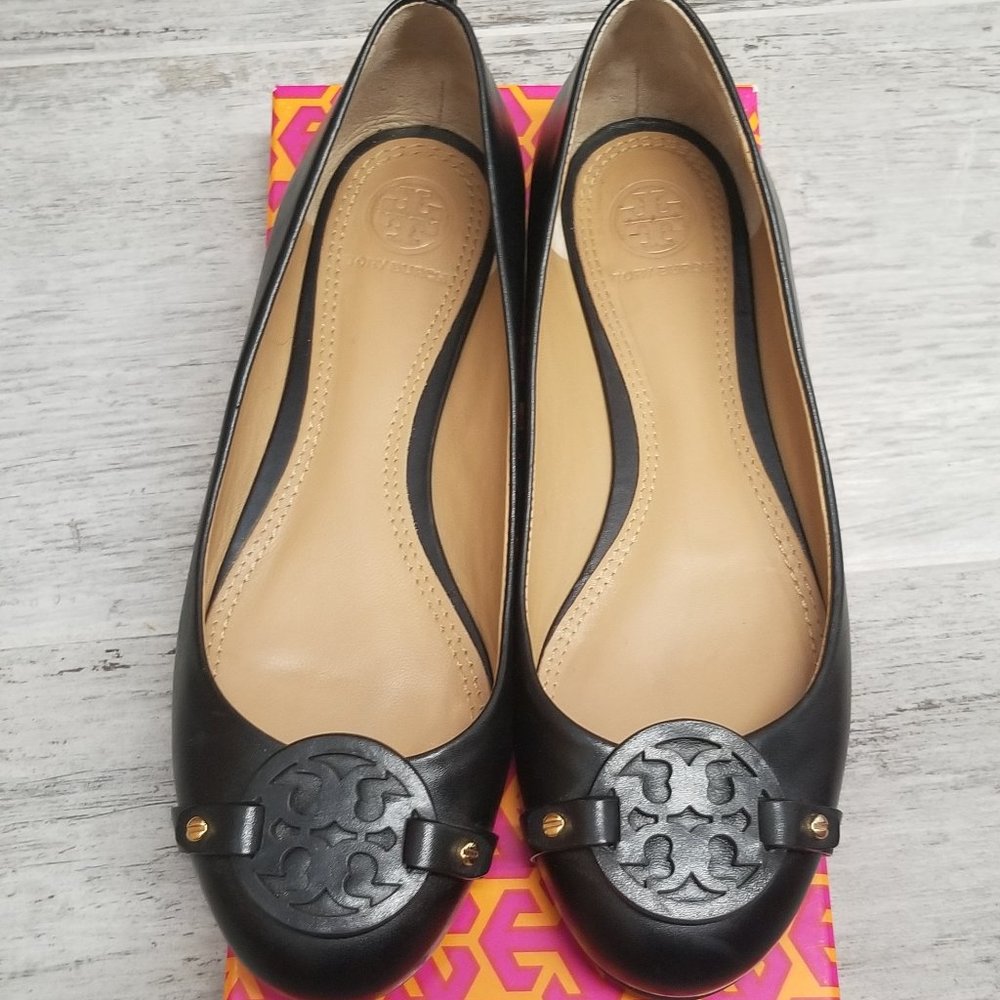 Tory Burch Black Mini Miller Ballet Flats, Size 6.5 - Picture 1 of 8